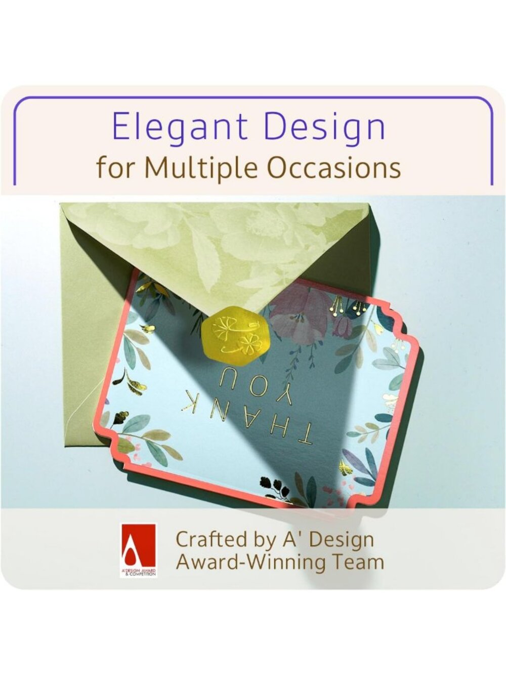 Floral Thank You Cards Set - Die-Cut Gold Foil, 100 Cards & Envelopes Included - Picture 9 of 9